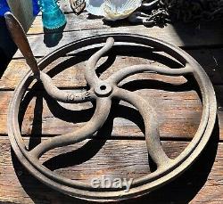 Antique Cast Iron Hand Crank Coffee Grinder Wheel 18in Fly Wheel