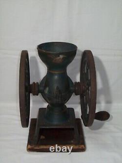 Antique Cast Iron Hand Crank Double Wheel Coffee Grinder Swift Mill