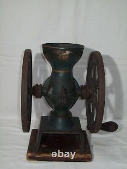 Antique Cast Iron Hand Crank Double Wheel Coffee Grinder Swift Mill