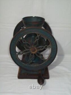 Antique Cast Iron Hand Crank Double Wheel Coffee Grinder Swift Mill