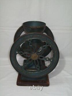 Antique Cast Iron Hand Crank Double Wheel Coffee Grinder Swift Mill