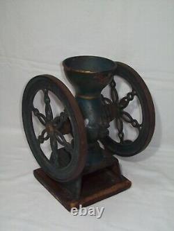 Antique Cast Iron Hand Crank Double Wheel Coffee Grinder Swift Mill