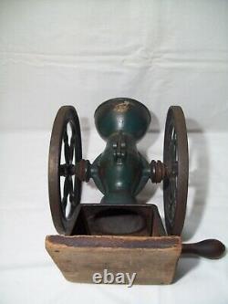 Antique Cast Iron Hand Crank Double Wheel Coffee Grinder Swift Mill