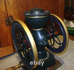 Antique Cast Iron Landers Frary & Clark Two Wheel Coffee Grinder / MILL