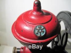 Antique Cast Iron Original Patentado Red Coffee Grinder Mill Made in Spain