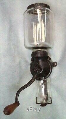 Antique Cast Iron Wall Mount Coffee Grinder, Complete, Arcade