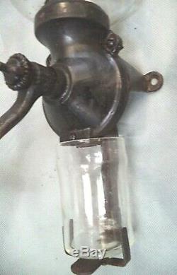 Antique Cast Iron Wall Mount Coffee Grinder, Complete, Arcade