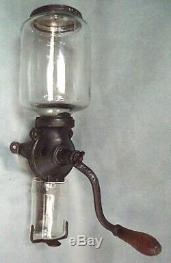 Antique Cast Iron Wall Mount Coffee Grinder, Complete, Arcade