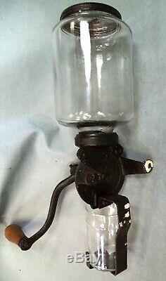 Antique Cast Iron Wall Mount Coffee Grinder, Complete, Arcade