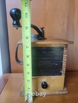 Antique Challenge Coffee Mill 1080 Sun Manufacturer Steel Alloy Buhrs USA READ