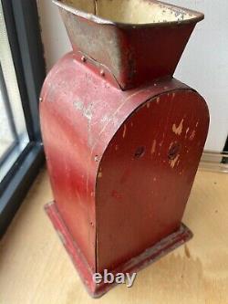 Antique Coffee Grinder Beans Mill Sweden TIX Wood&Tin mechanic Hand-crank Drawer