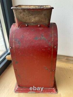 Antique Coffee Grinder Beans Mill Sweden TIX Wood&Tin mechanic Hand-crank Drawer