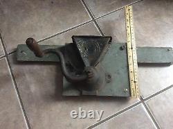 Antique Coffee Grinder Country Primitive Decor Green Patina Wall Mount