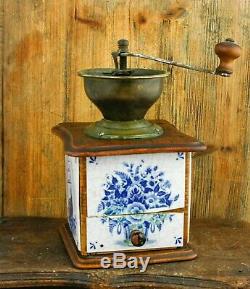 Antique Coffee Grinder DELFT BLUE tiles mill Moulin cafe Molinillo kaffeemuehle