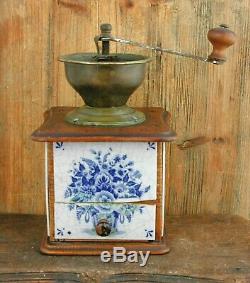 Antique Coffee Grinder DELFT BLUE tiles mill Moulin cafe Molinillo kaffeemuehle