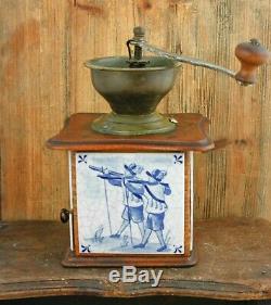 Antique Coffee Grinder DELFT BLUE tiles mill Moulin cafe Molinillo kaffeemuehle