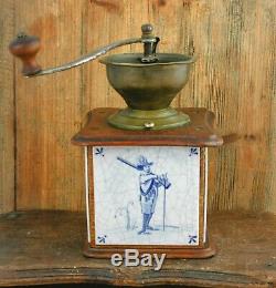 Antique Coffee Grinder DELFT BLUE tiles mill Moulin cafe Molinillo kaffeemuehle