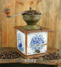 Antique Coffee Grinder DELFT BLUE tiles mill Moulin cafe Molinillo kaffeemuehle