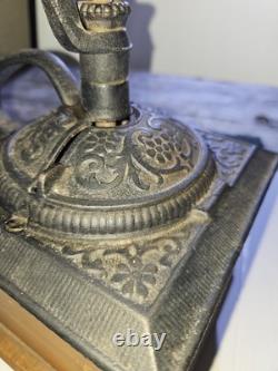 Antique Coffee Grinder Handle Handmade ART Cremation Rare Old IRON Cast Urn Ashe