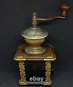 Antique Coffee Grinder Kissing & Mollmann Rare Inlay 1910-20 Working Old Germany