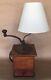 Antique Coffee Grinder & Lamp Imperial Arcade Cast Iron Wood