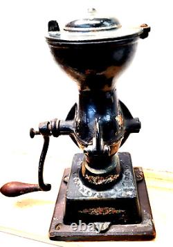 Antique Coffee Grinder, Lo. F. And C. New Britain Ct. Cast Iron 13 Inches