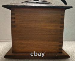 Antique Coffee Grinder Mill Dovetail Wood Cast Iron Square Drawer Primitive
