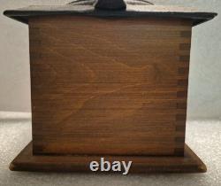 Antique Coffee Grinder Mill Dovetail Wood Cast Iron Square Drawer Primitive