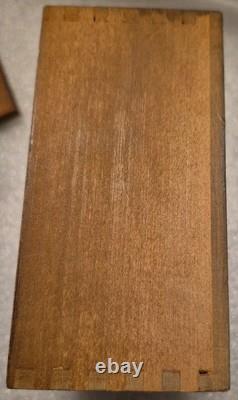 Antique Coffee Grinder Mill Dovetail Wood Cast Iron Square Drawer Primitive