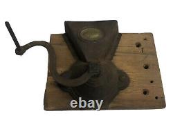 Antique Coffee Grinder Mill H. Wilson's Improved Pattern Wall Mounted Hand Crank