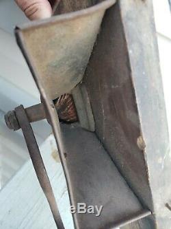 Antique Coffee Grinder Mill Wall Mount Metal Handle Wood Decor Vintage