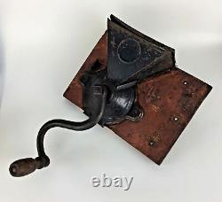 Antique Coffee Grinder Mill Wall Mount Wood Handle Primitive Kitchen Decor Gift