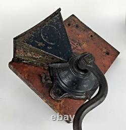 Antique Coffee Grinder Mill Wall Mount Wood Handle Primitive Kitchen Decor Gift