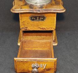 Antique Coffee Grinder Pe De Dienes 1910? -1930? Rare Inlay Working Old Germany