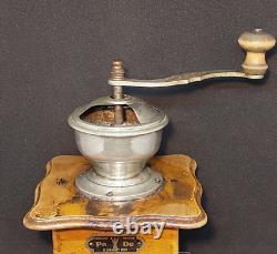 Antique Coffee Grinder Pe De Dienes 1910? -1930? Rare Inlay Working Old Germany