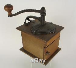 Antique Coffee Grinder WADDEL'S Improved Coffee Mill 19th Century with Tin & Label