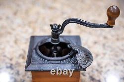 Antique Coffee Grinder cast iron wood works great shape! Vintage rare