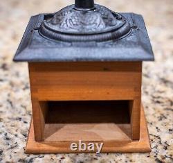 Antique Coffee Grinder cast iron wood works great shape! Vintage rare