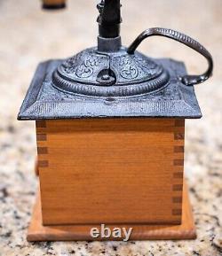 Antique Coffee Grinder cast iron wood works great shape! Vintage rare