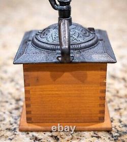 Antique Coffee Grinder cast iron wood works great shape! Vintage rare