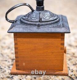 Antique Coffee Grinder cast iron wood works great shape! Vintage rare