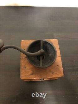 Antique Coffee Grinder with Wood Base