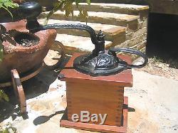 Antique Coffee Grinder wood with Iron hand crank