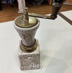 Antique Coffee Mill Ceramic Vintage Italian Handcrafted Coffee Grinder Rare