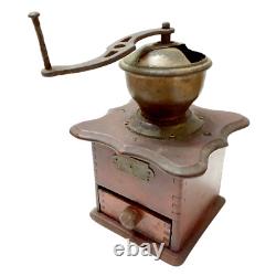 Antique Coffee Mill Grinder 9-inch Cast Iron Wood Old Vintage Western Decor Era