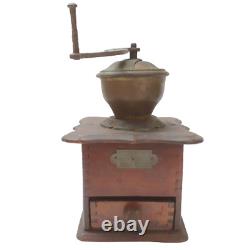 Antique Coffee Mill Grinder 9-inch Cast Iron Wood Old Vintage Western Decor Era