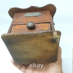 Antique Coffee Mill Grinder 9-inch Cast Iron Wood Old Vintage Western Decor Era