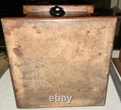 Antique Coffee Mill Grinder Cast Iron Grinder Wood Base & Drawer