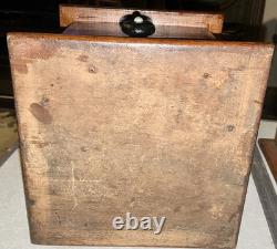 Antique Coffee Mill Grinder Cast Iron Grinder Wood Base & Drawer