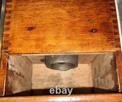 Antique Coffee Mill Grinder Cast Iron Grinder Wood Base & Drawer